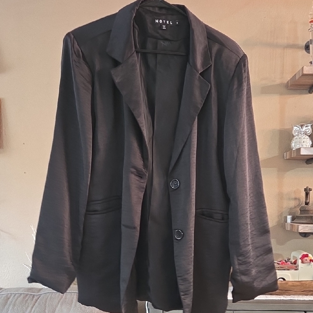 Motel Rocks Elegant Black Satin Jacket